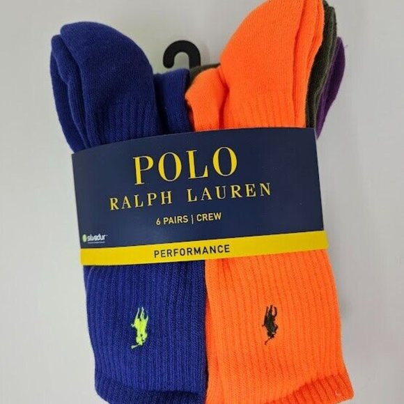 POLO Ralph Lauren Double Logo Polo 93 Crew Socks 6-Pack Size 10-13 - Picture 7 of 7